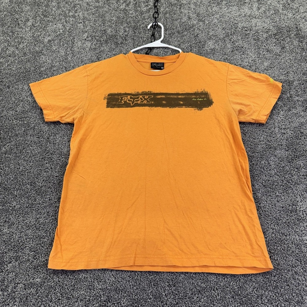 Fox Racing Shirt Mens Large Orange Logo Graphic Tee Motocross MX Racing